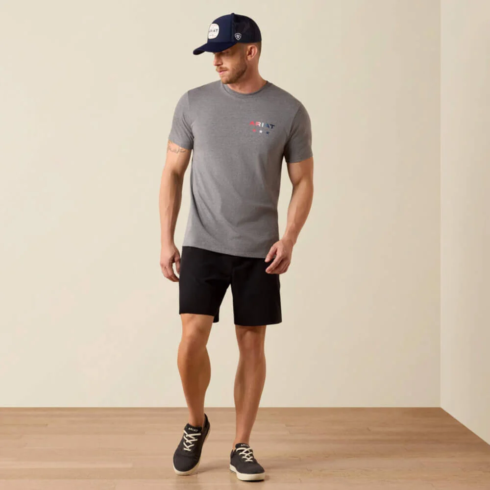 Ariat Mens USA Pat Badge T-Shirt Athletic Heather - 10080246 - Image 3