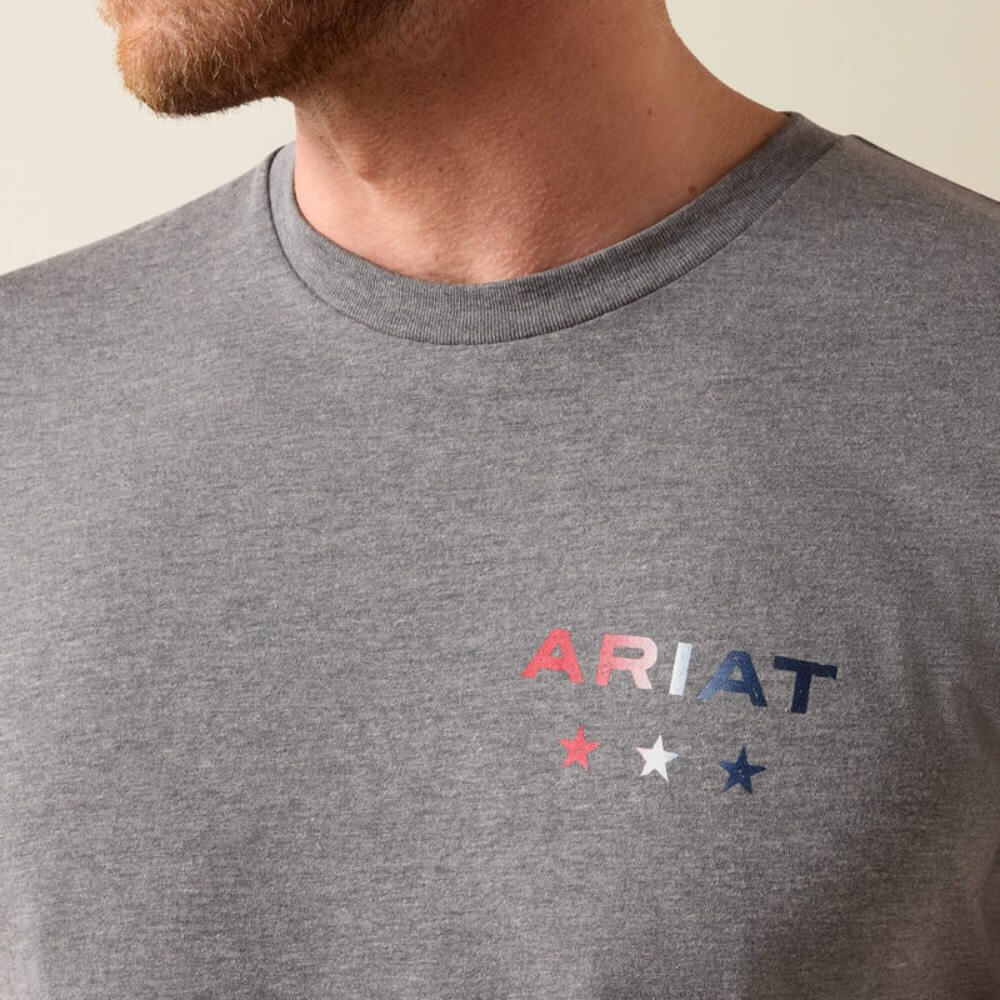 Ariat Mens USA Pat Badge T-Shirt Athletic Heather - 10080246 - Image 4