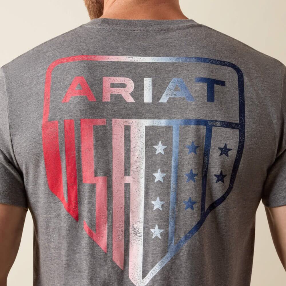 Ariat Mens USA Pat Badge T-Shirt Athletic Heather - 10080246 - Image 5