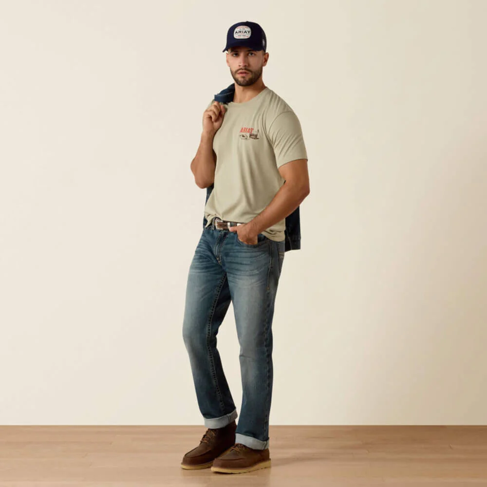 Ariat Mens Whiskey Uno Classic Fit T-Shirt Elm - 10073484 - Image 3