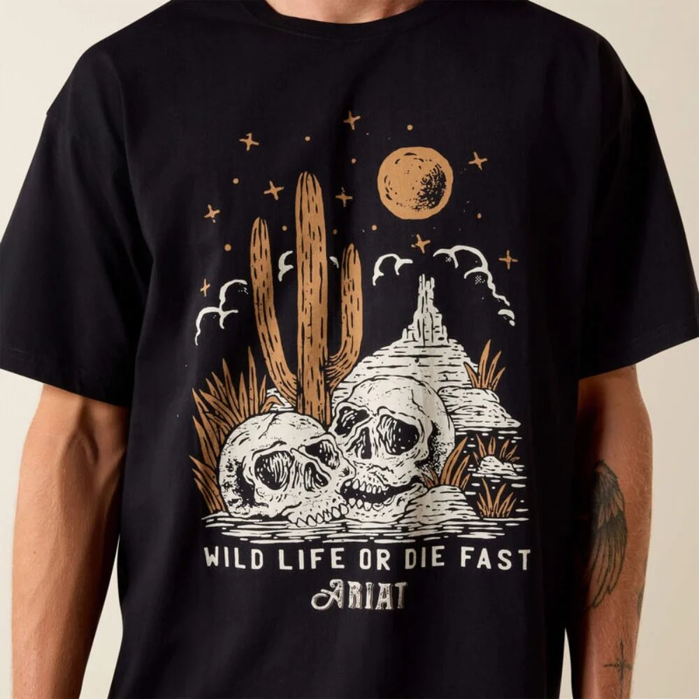 Ariat Mens Wild Life Boxy T-Shirt Washed Black - 10071097 - Image 4
