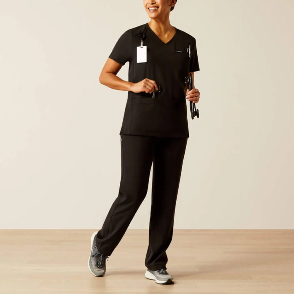 Ariat Womens Clara 6 Pocket Scrub Top Black - 10039716 - Image 3