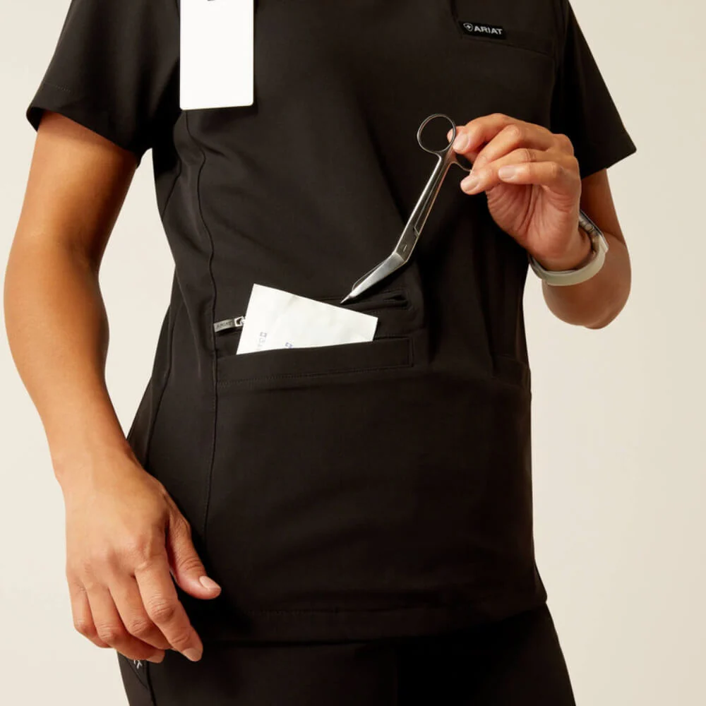 Ariat Womens Clara 6 Pocket Scrub Top Black - 10039716 - Image 4