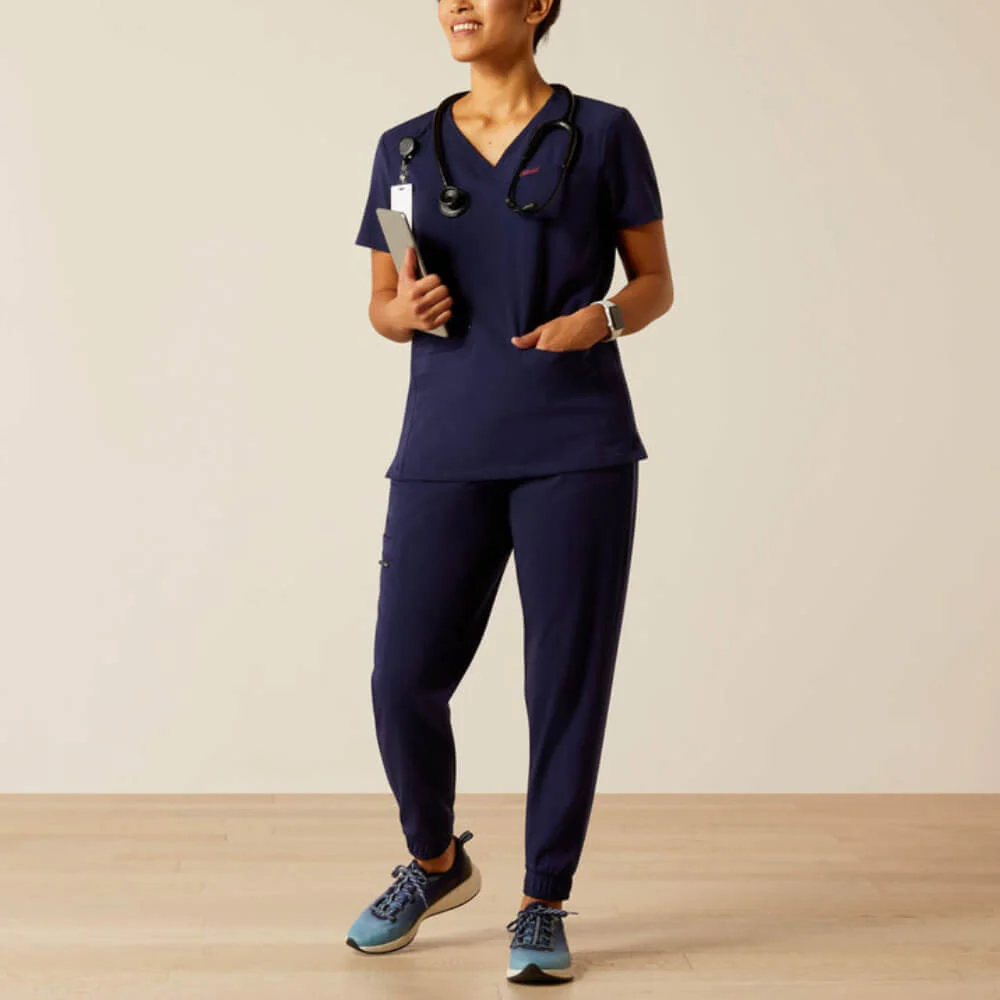 Ariat Womens Clara 6 Pocket Scrub Top Navy - 10039717 - Image 3