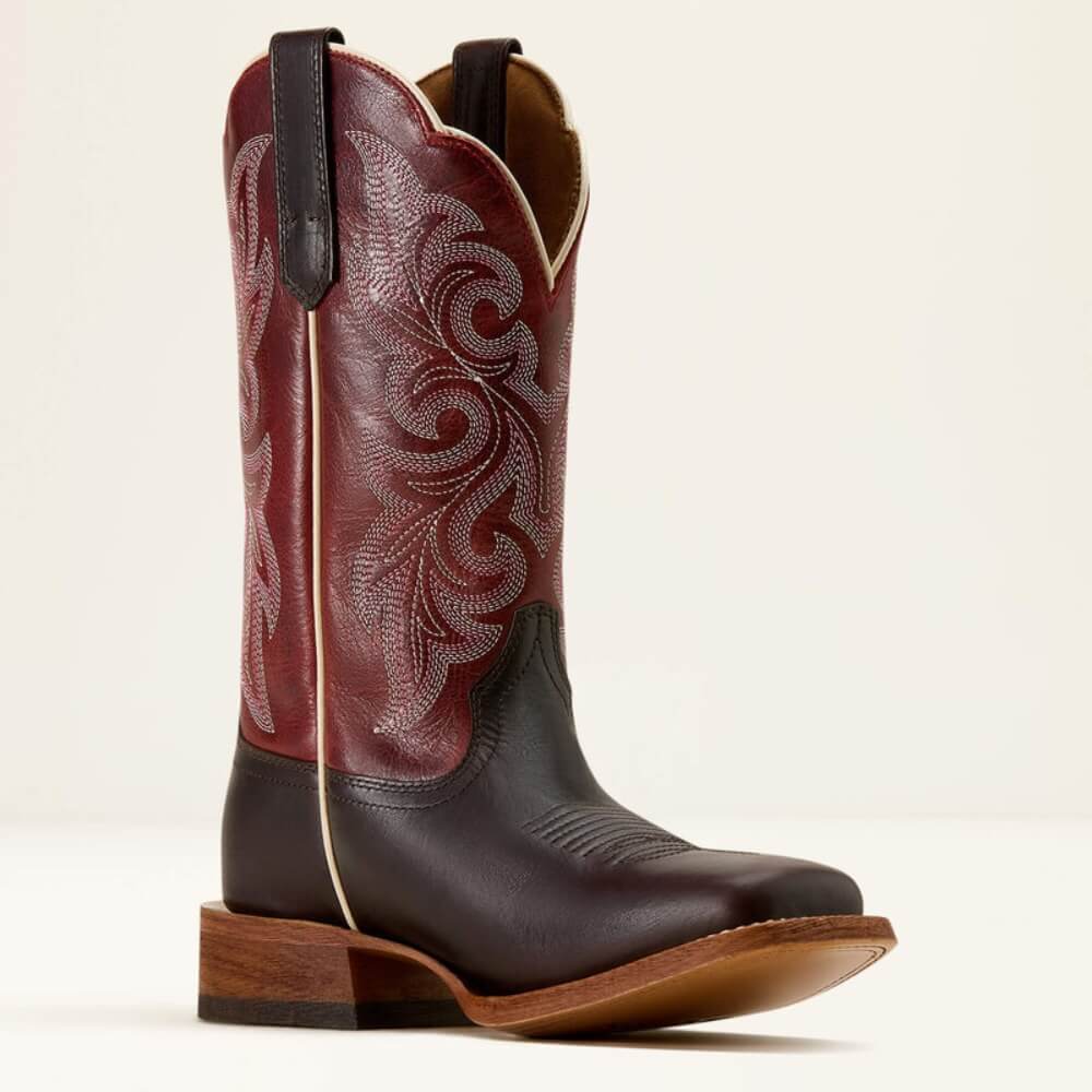 Ariat Womens County Lane Wide Square Toe Western Boots Chocolate/Deep Red - 10074375 - Image 2