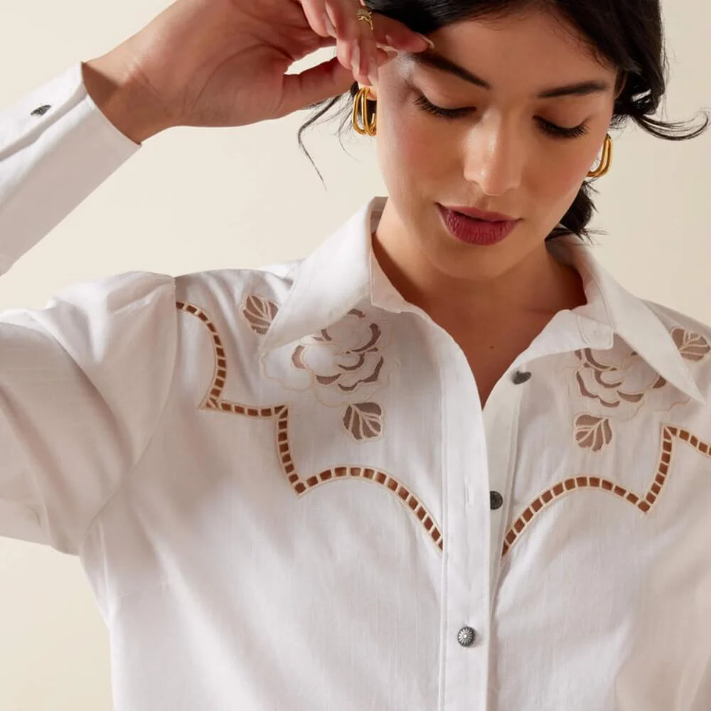 Ariat Womens Lattice Shirt White - 10073667 - Image 4