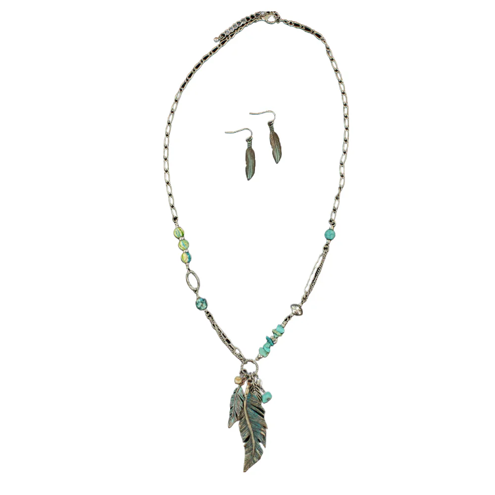 Blazin Roxx Womens Bead & Feather Jewelry Set - 30850