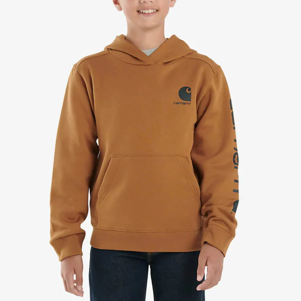 Carhartt Boys Graphic Logo Hoodie Brown (Sizes S-XL) - CA6272-D15