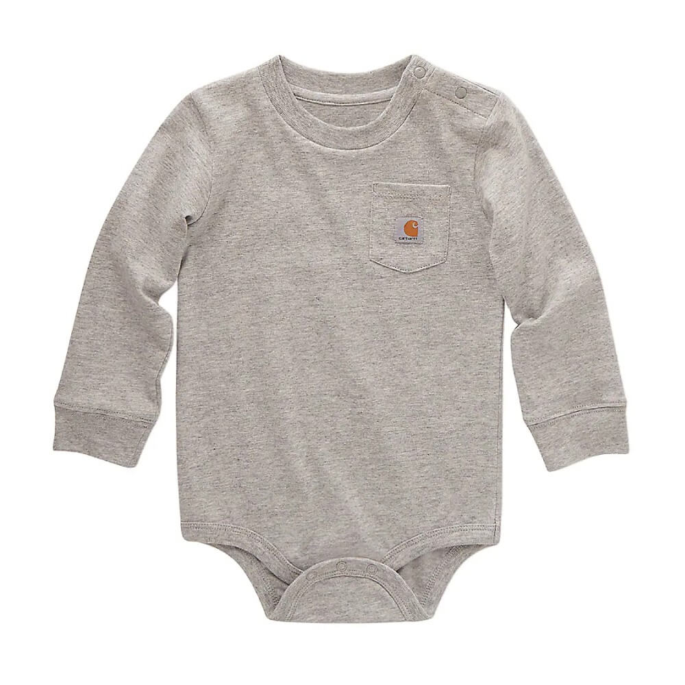 Carhartt Infant Boys Long Sleeve Pocket Onesie Heather Grey - CA5002-H01