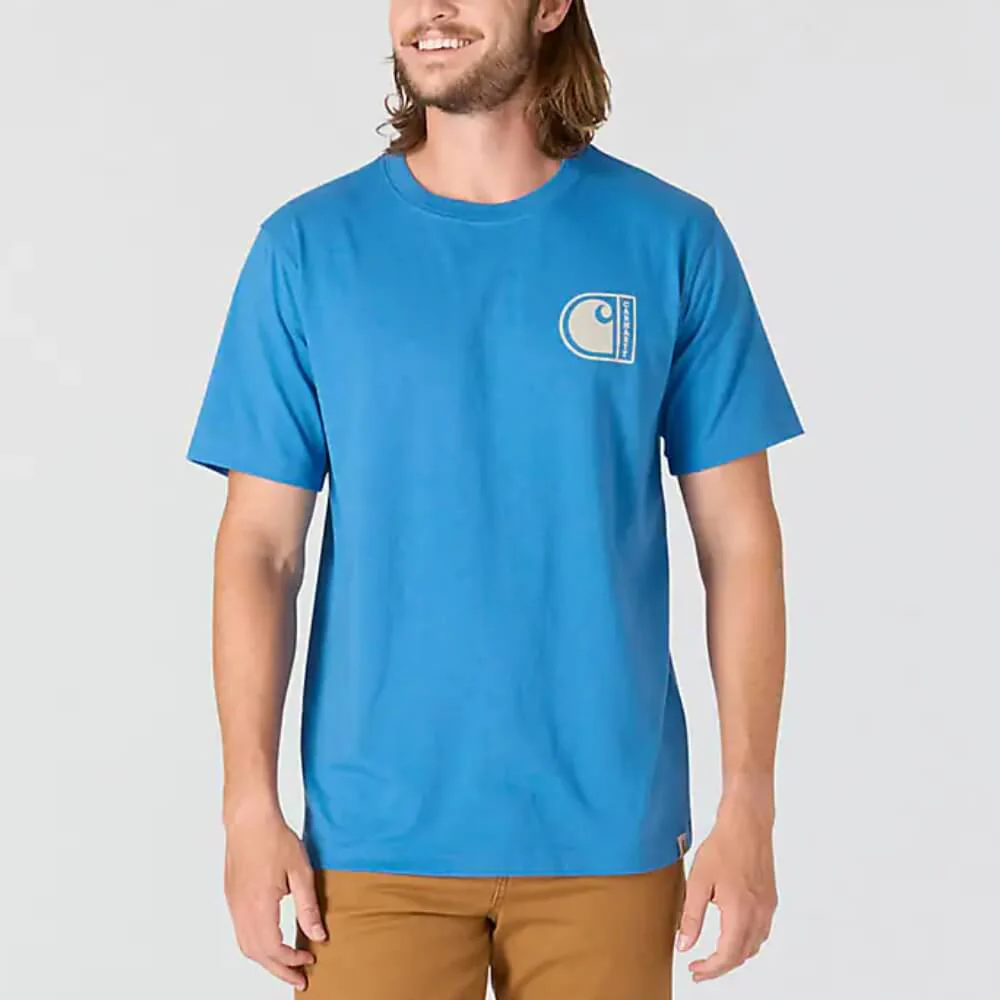 Carhartt Mens Relaxed Fit Lightweight Short Sleeve C Graphic T-Shirt Horizon Blue - 107048-HO6