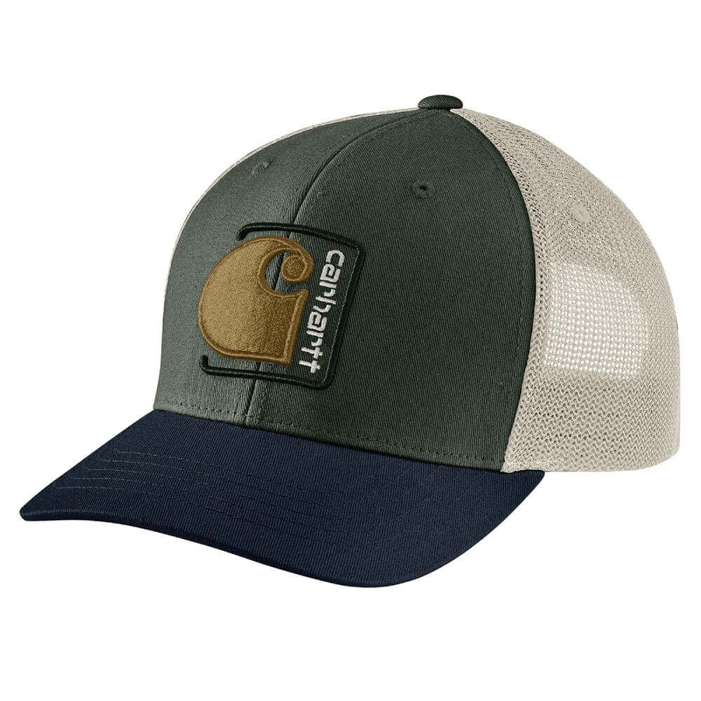 Carhartt Mens Canvas Mesh Back C Patch Cap Forest Green - 106742-G15