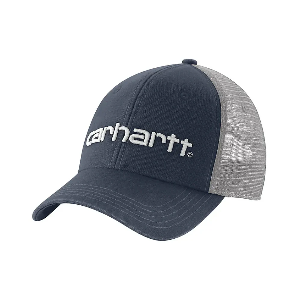 Carhartt Mens Canvas Mesh Back Dunmore Logo Cap Navy - 101195-408