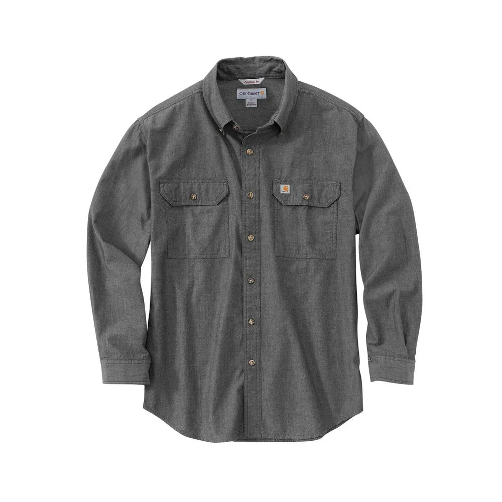 Carhartt Mens Fort Loose Long Sleeve Work Shirt Black Chambray - 104368-BKC - Image 3