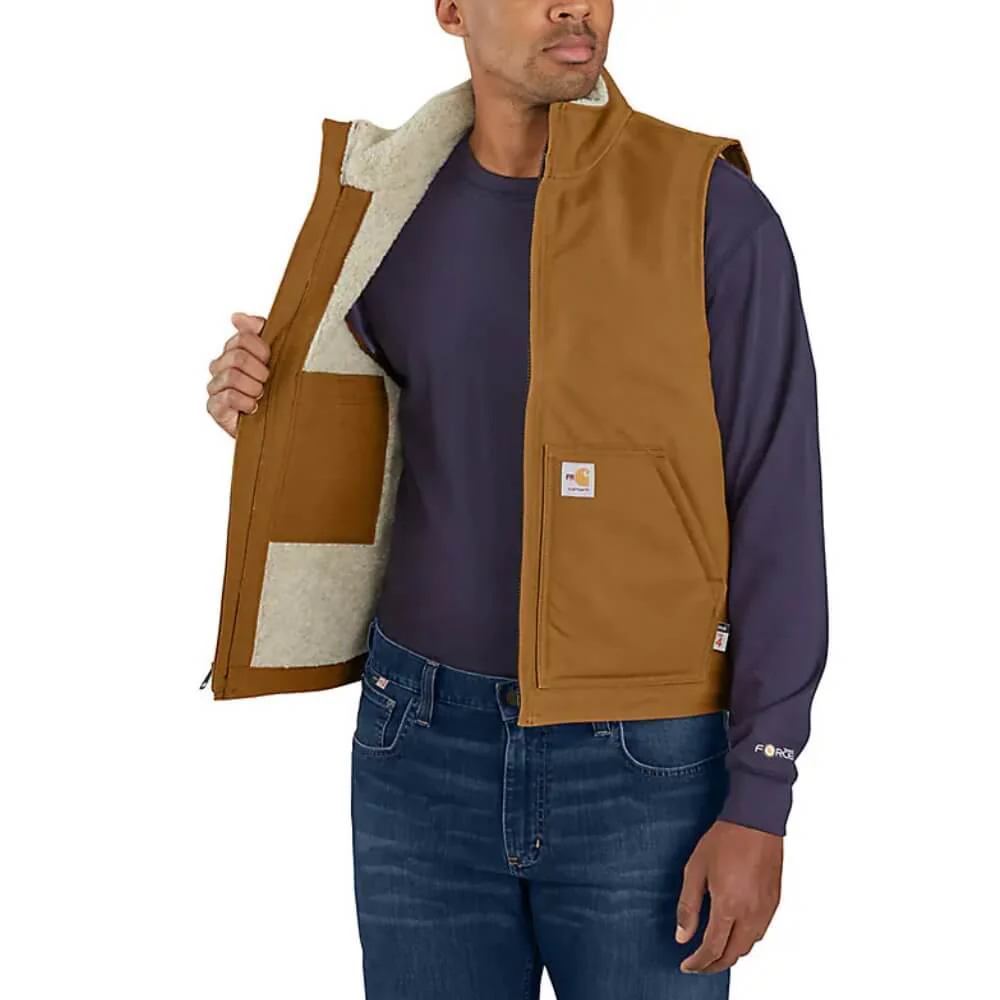 Carhartt Mens FR Duck Mock Neck Canvas Work Vest Brown - 104981-BRN - Image 2