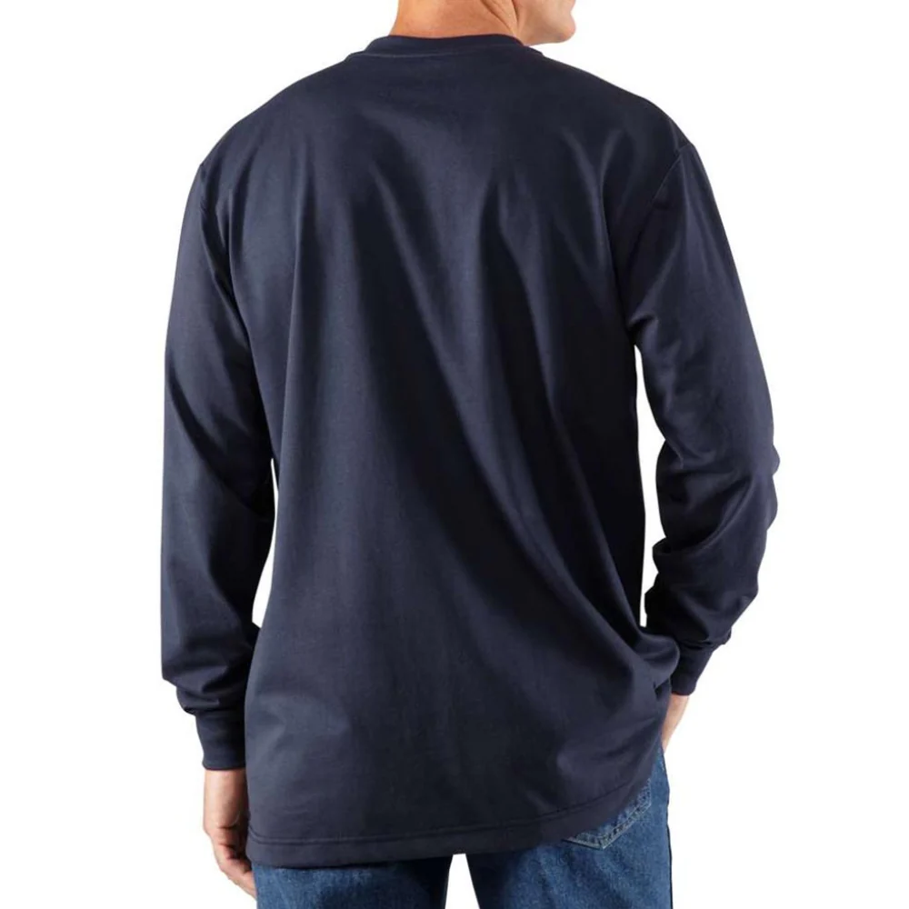 Carhartt Mens FR Force Dearborn Loose Henley Work T-Shirt Dark Navy - 100237-410 - Image 2