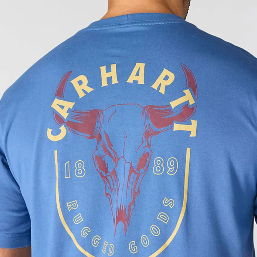 Carhartt Mens Irvine Relaxed Skull T-Shirt Dark Tranquil Blue - 107450-HS0 - Image 4