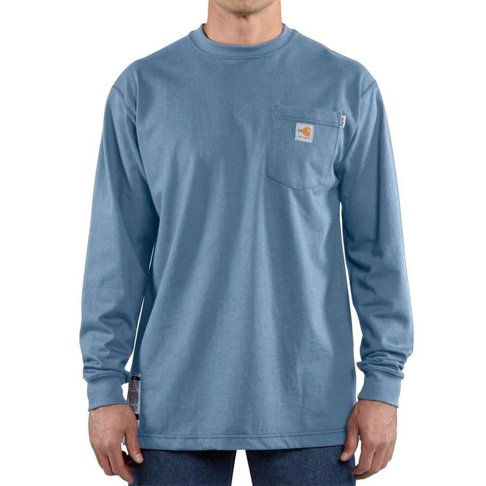 Carhartt Mens FR Force Dearborn Loose Long Sleeve Work T-Shirt Medium Blue - 100235-465