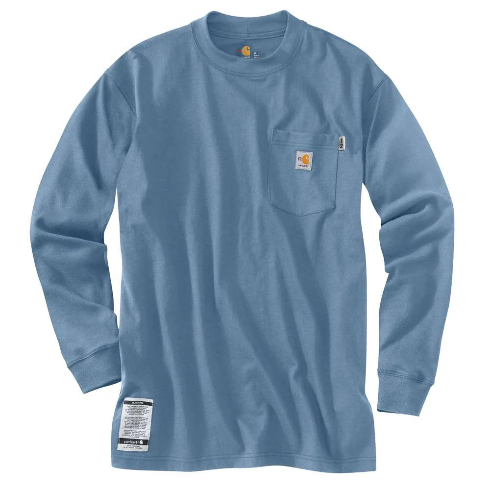 Carhartt Mens FR Force Dearborn Loose Long Sleeve Work T-Shirt Medium Blue - 100235-465 - Image 2