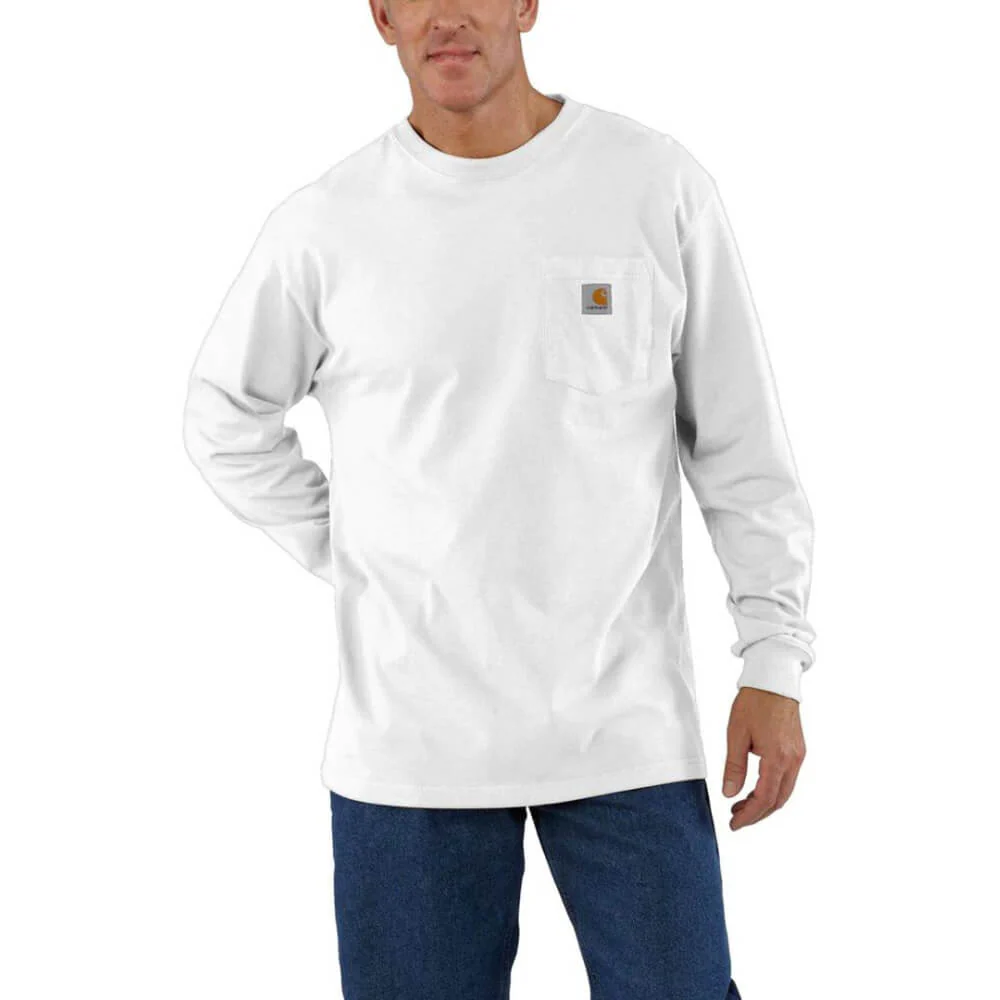 Carhartt Mens Dearborn Loose Long Sleeve Work T-Shirt White - K126-WHT