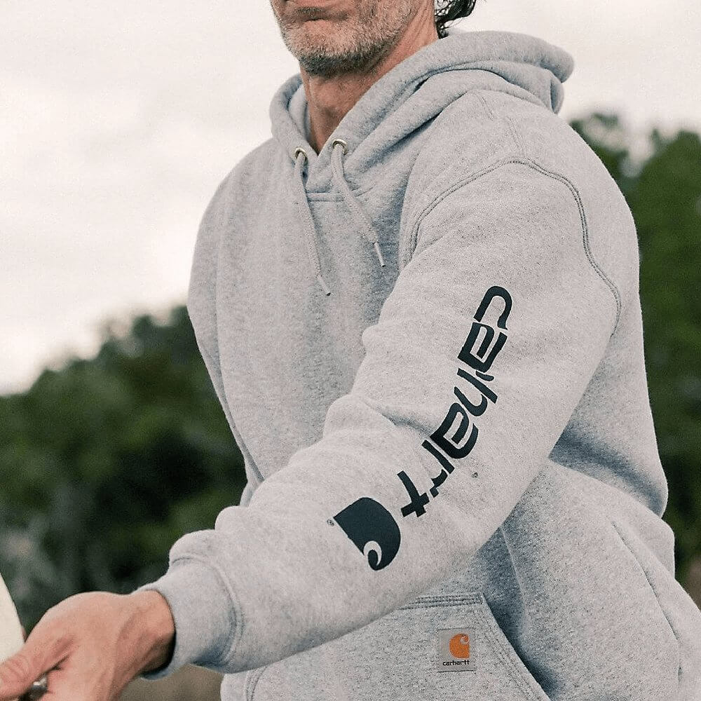 Carhartt Mens Iconic K288 Logo Hoodie Heather Grey/Black - K288-E20