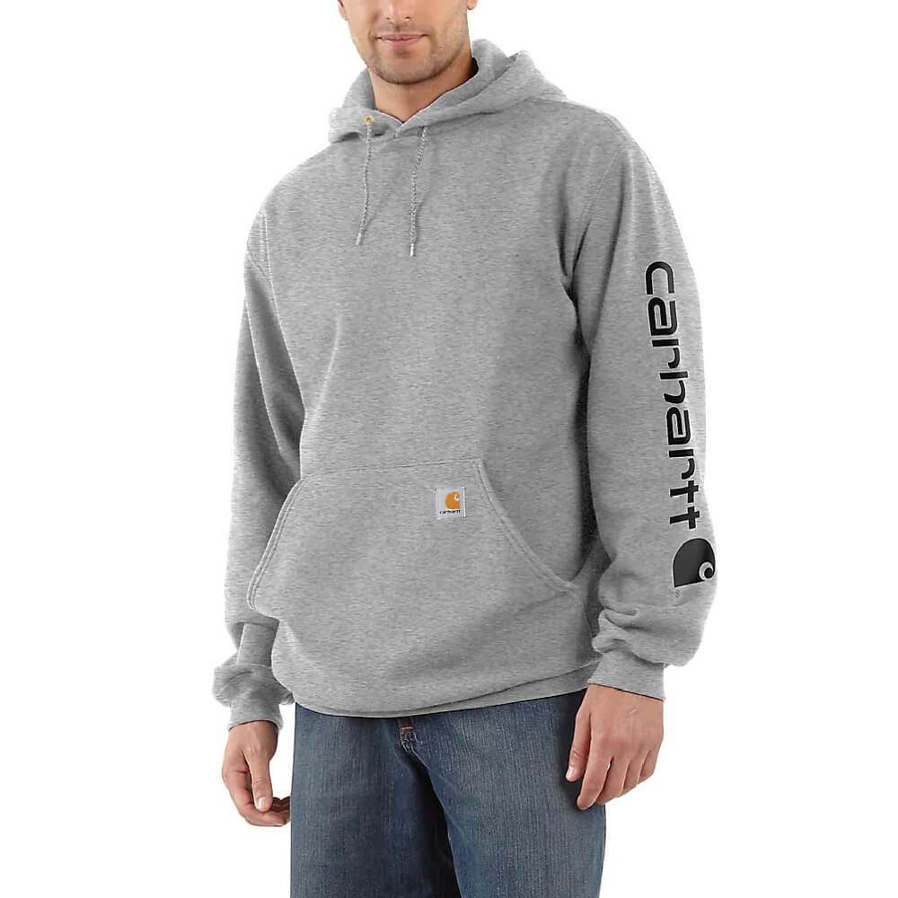 Carhartt Mens Iconic K288 Logo Hoodie Heather Grey/Black - K288-E20 - Image 2
