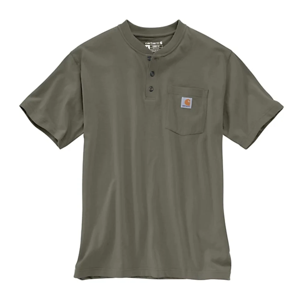 Carhartt Mens Dearborn Loose Henley Work T-Shirt Dusty Olive - K84-DOV