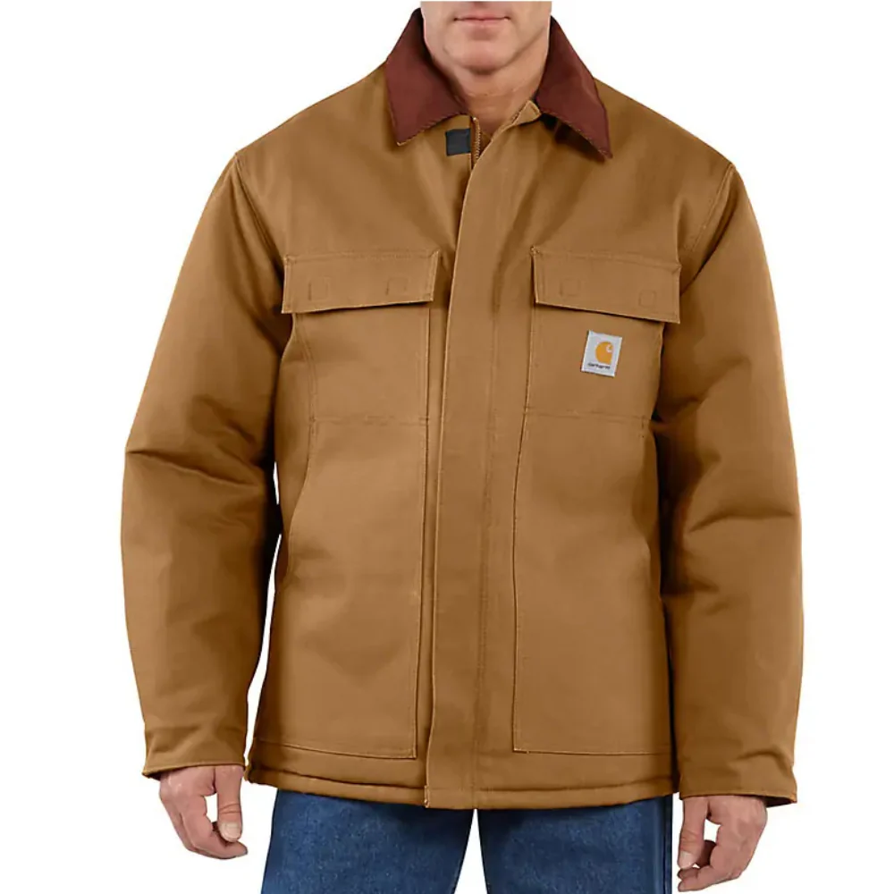 Carhartt Mens Firm Duck Traditional Canvas Work Jacket Brown - 106674-BRN
