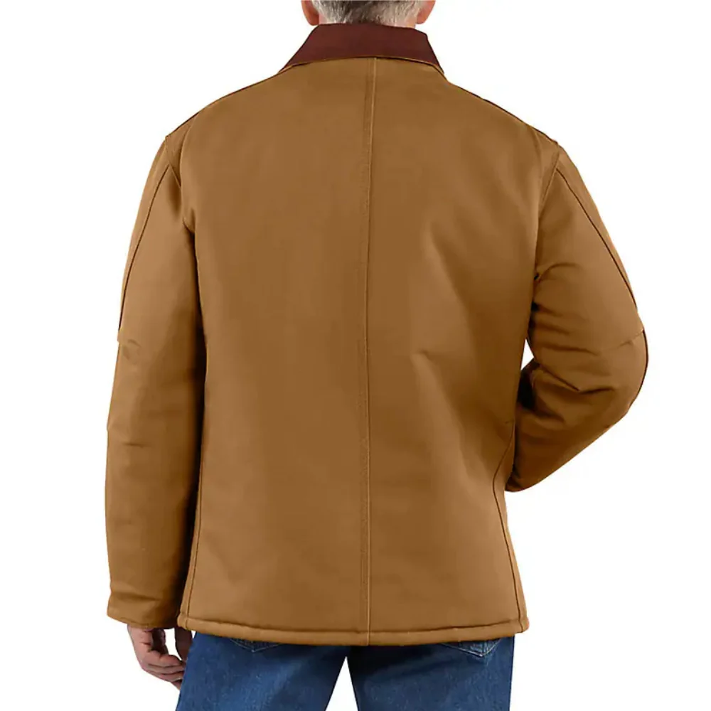 Carhartt Mens Firm Duck Traditional Canvas Work Jacket Brown - 106674-BRN - Image 2