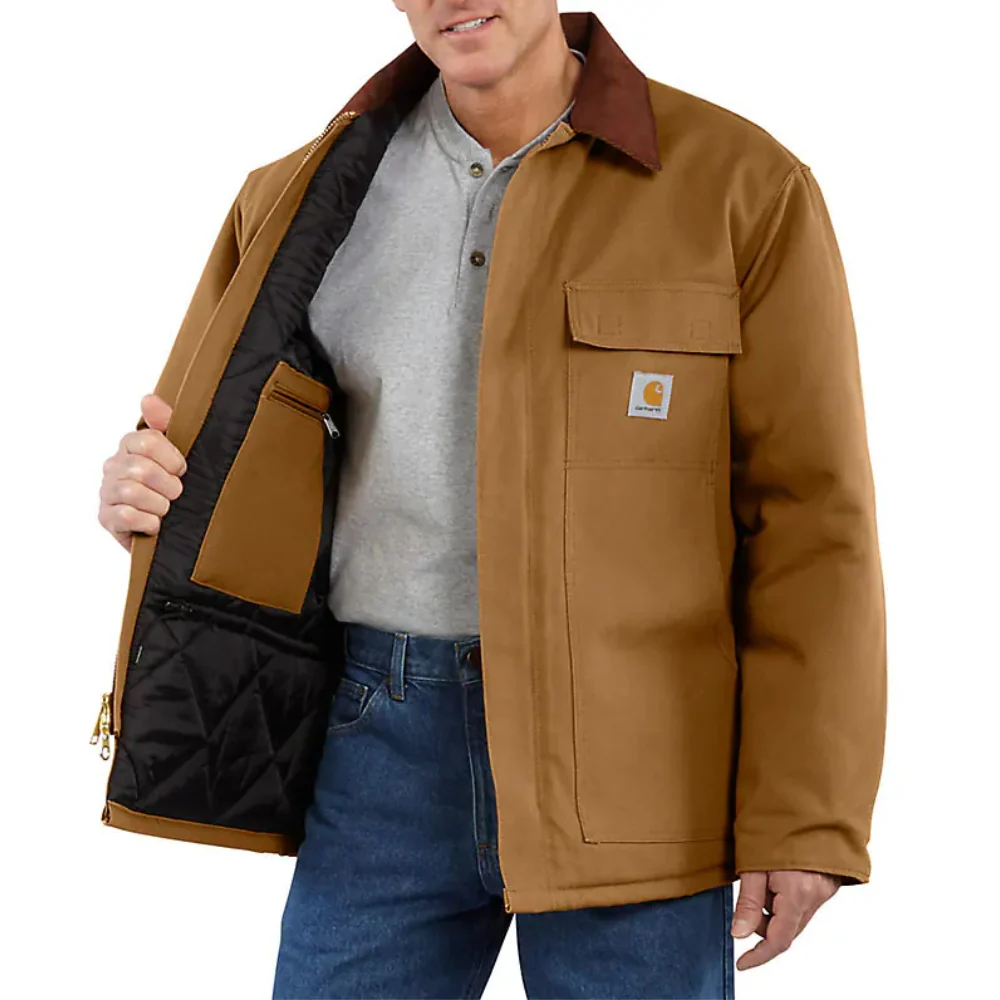 Carhartt Mens Firm Duck Traditional Canvas Work Jacket Brown - 106674-BRN - Image 3