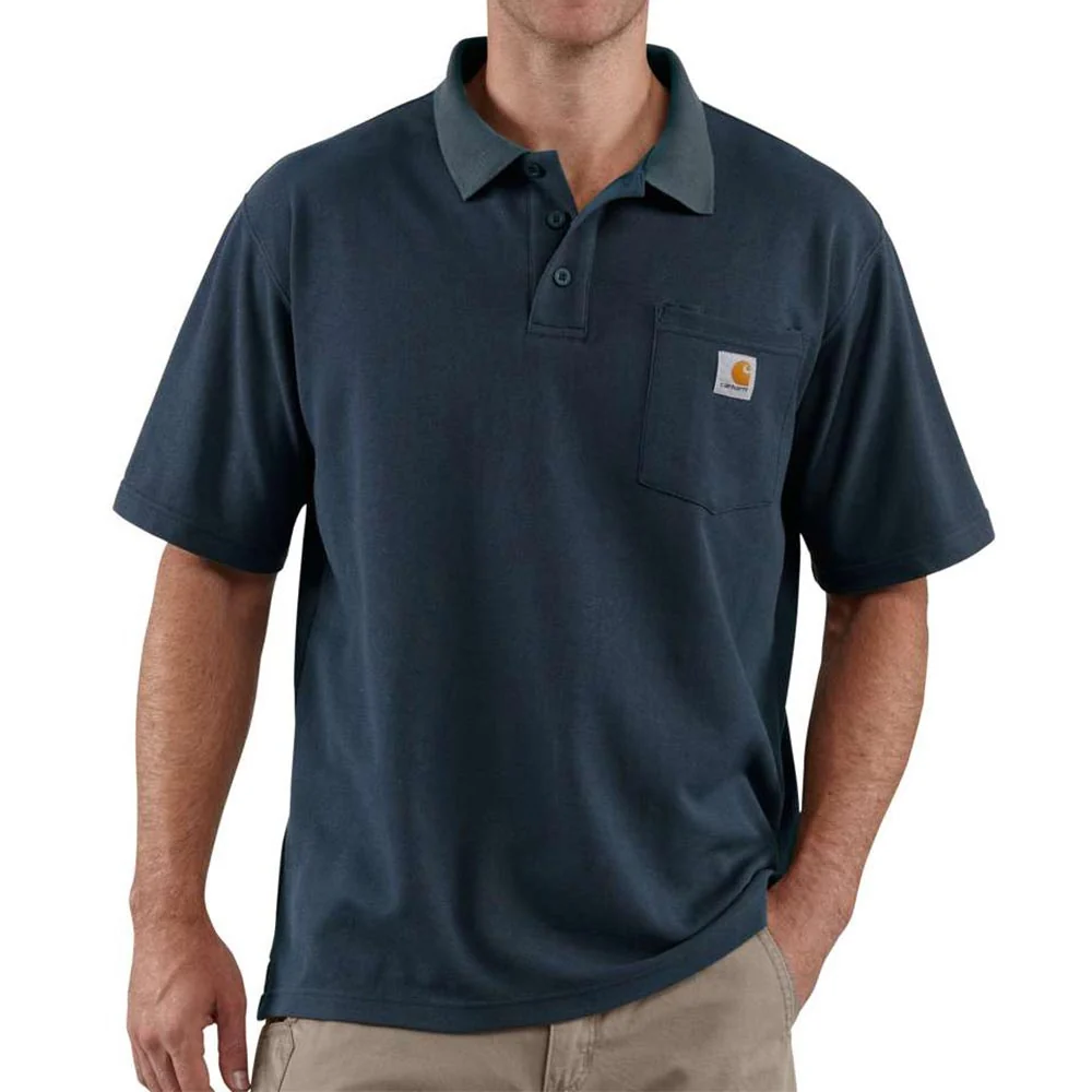 Carhartt Mens Loose Fit Midweight Pocket Polo Shirt Navy - 106685-NVY
