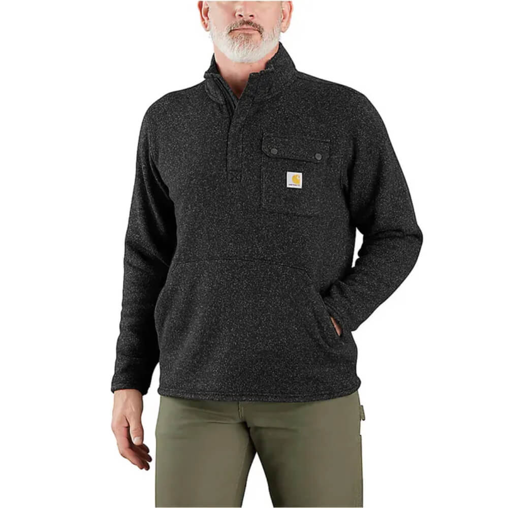 Carhartt Mens Relaxed Fit Midweight Quarter-Zip Pocket Sweater Fleece Black - 106378-N04
