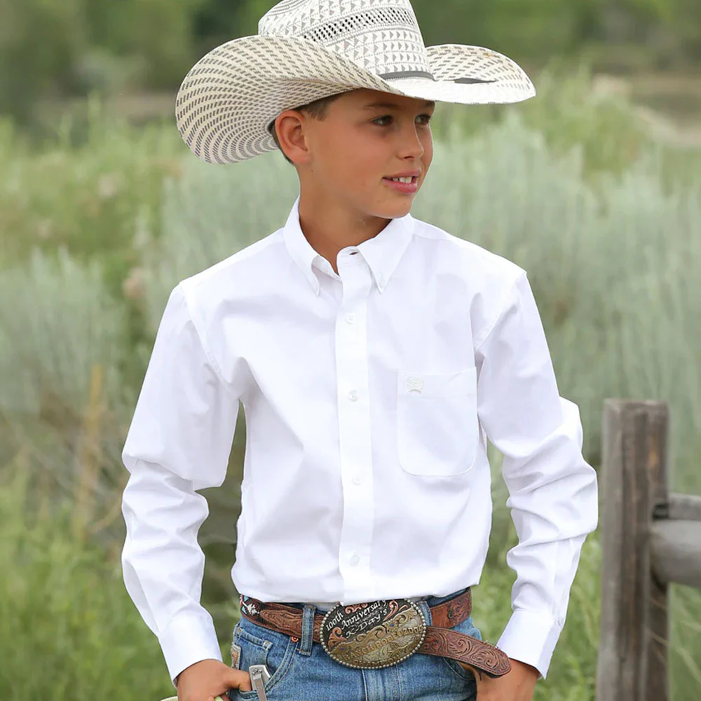 Cinch Boys Solid Button Down Shirt - MTW7060031-WHT - Image 2