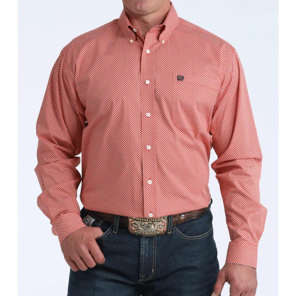 Cinch Mens Button Down Western Shirt Red - MTW1106041-RED - Image 2