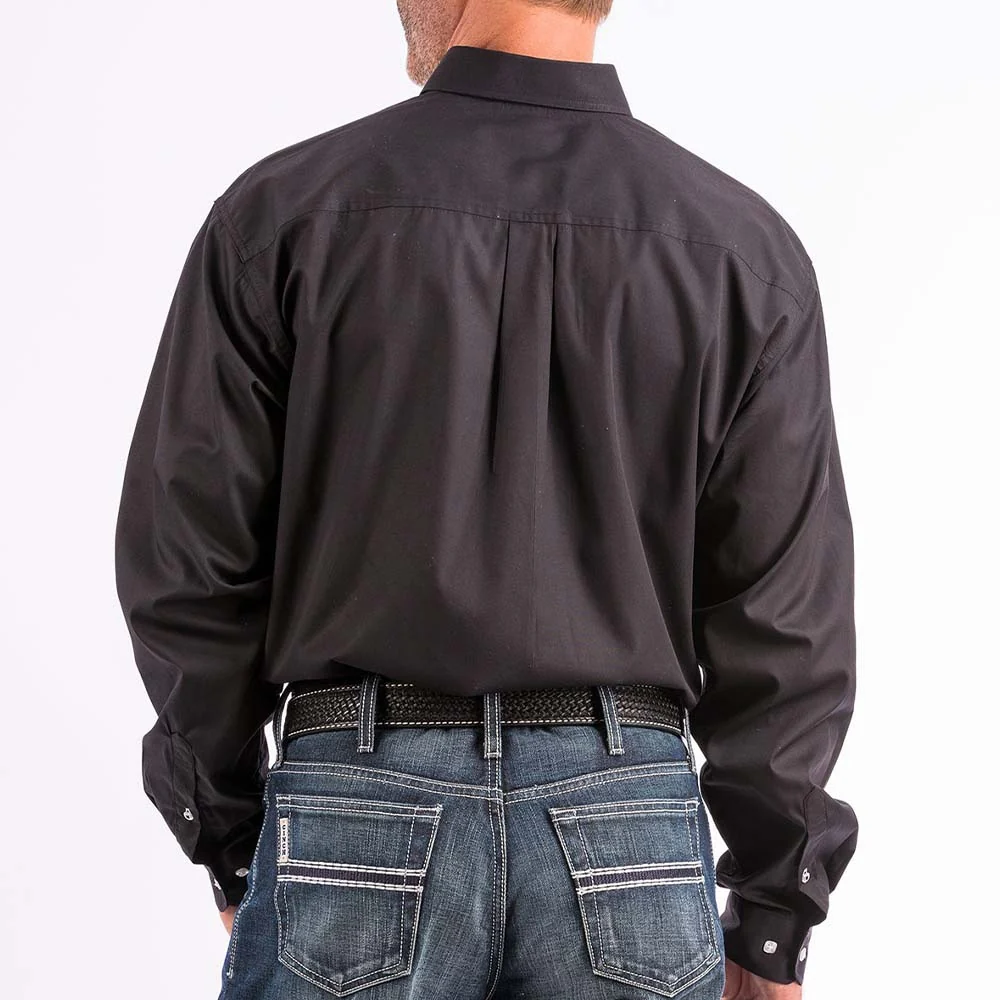 Cinch Mens Long Sleeve Button Down Solid Western Shirt Black - MT10320083-BLK - Image 2