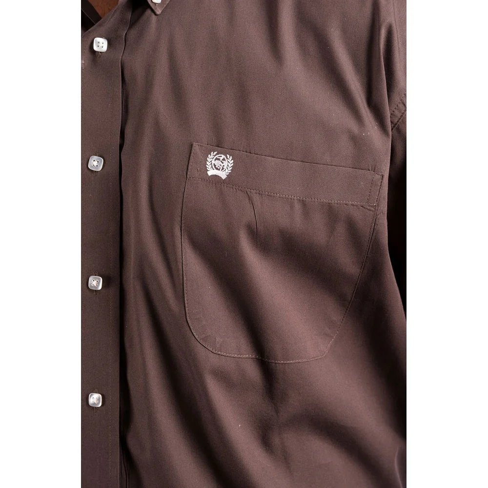 Cinch Mens Long Sleeve Button Down Solid Western Shirt Brown - MTW1104236-BRN - Image 4