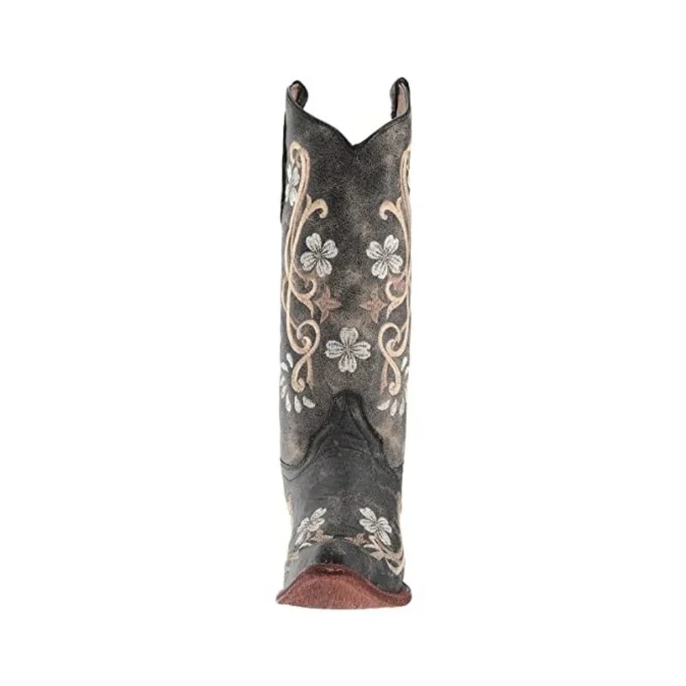 Circle G Corral Womens Floral Cowboy Boots Distressed Black - L5175 - Image 2