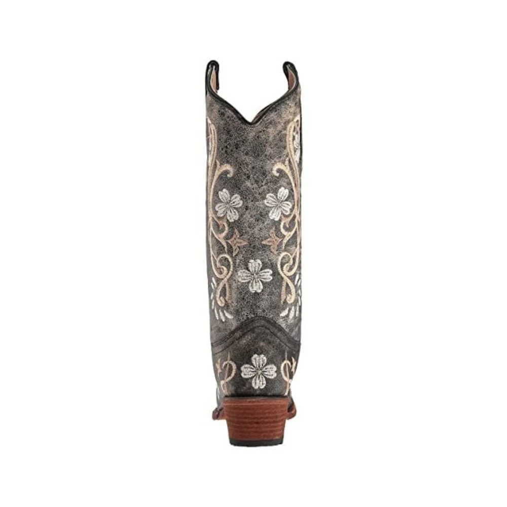 Circle G Corral Womens Floral Cowboy Boots Distressed Black - L5175 - Image 3