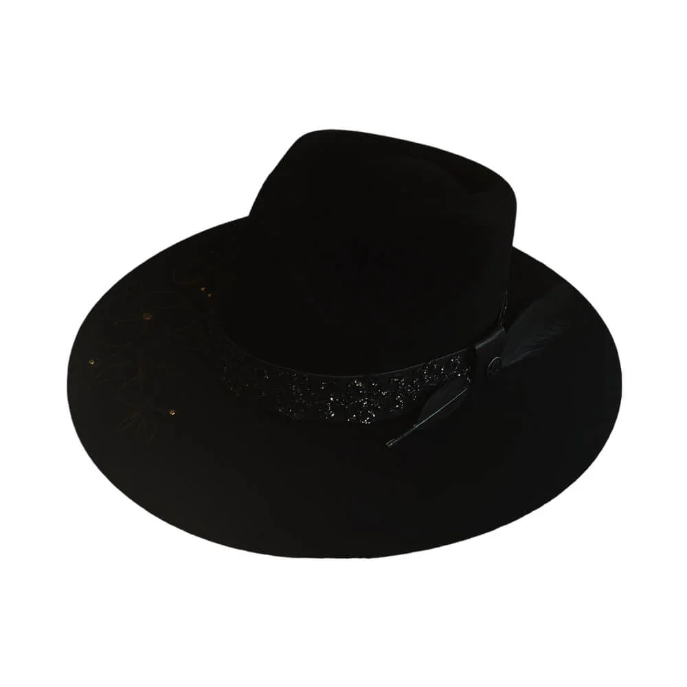 Corral Womens Rose Felt Hat Black - LFX3111234ROSE-BLK - Image 2