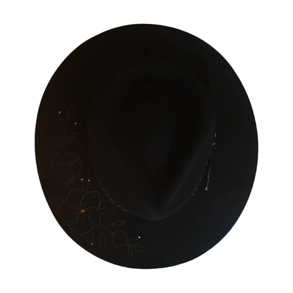 Corral Womens Rose Felt Hat Black - LFX3111234ROSE-BLK - Image 3