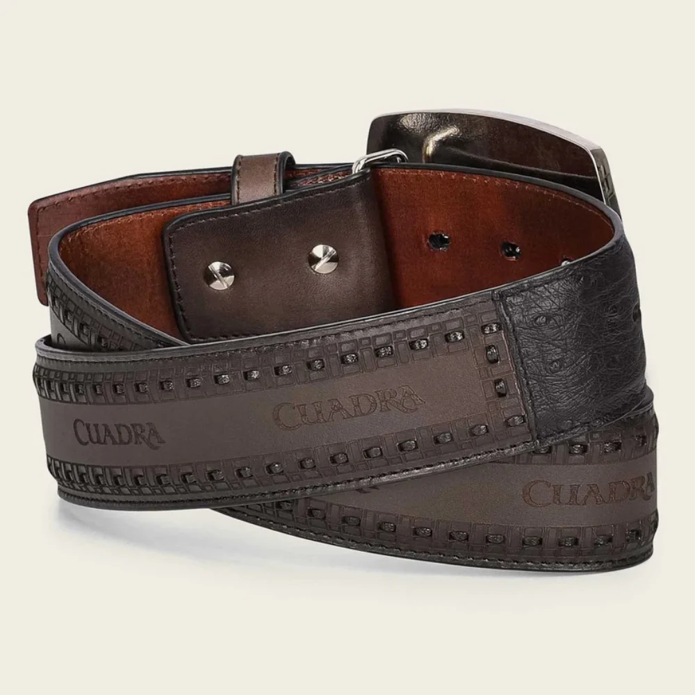 Cuadra Mens Genuine Ostrich Leather Belt - BC205 - Image 2