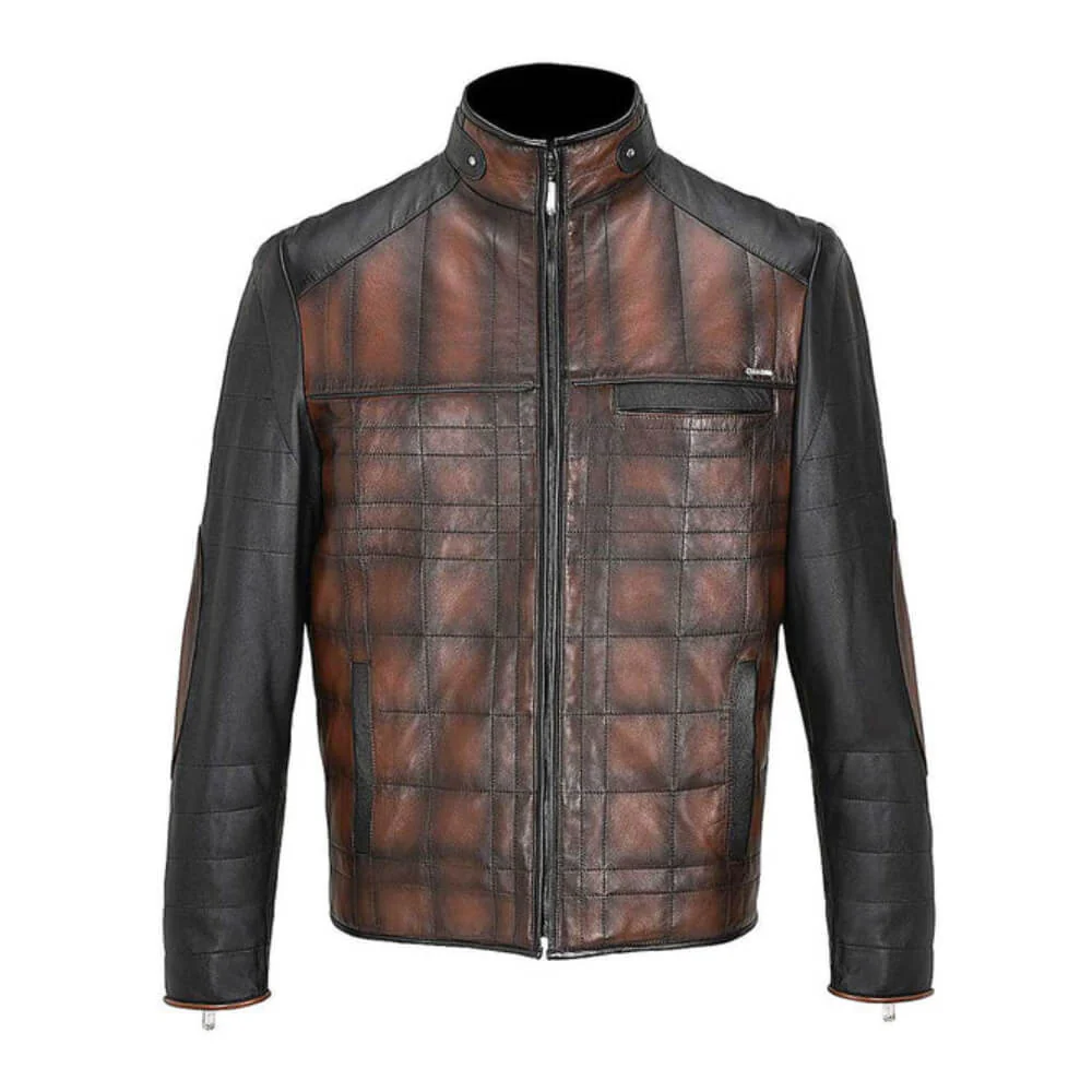 Cuadra Mens Hand-Shaded Finish Leather Jacket Brown - JC176 - Image 2