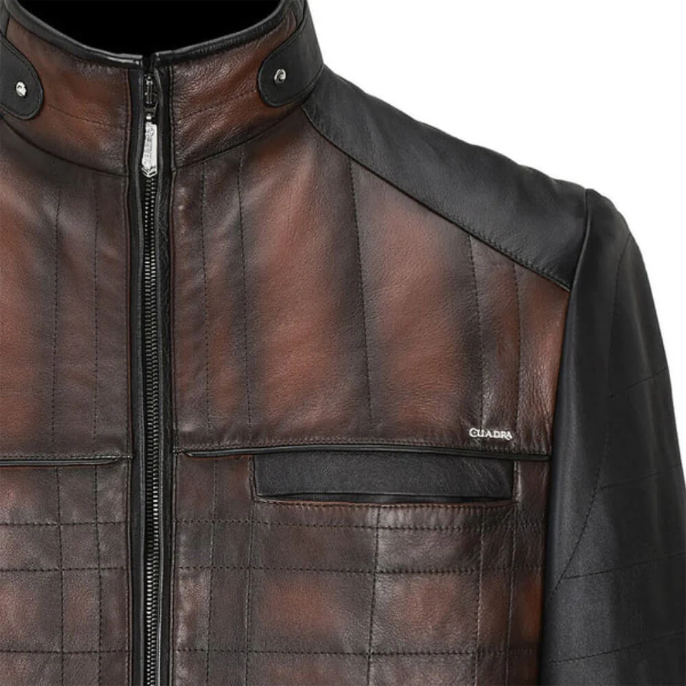 Cuadra Mens Hand-Shaded Finish Leather Jacket Brown - JC176 - Image 3