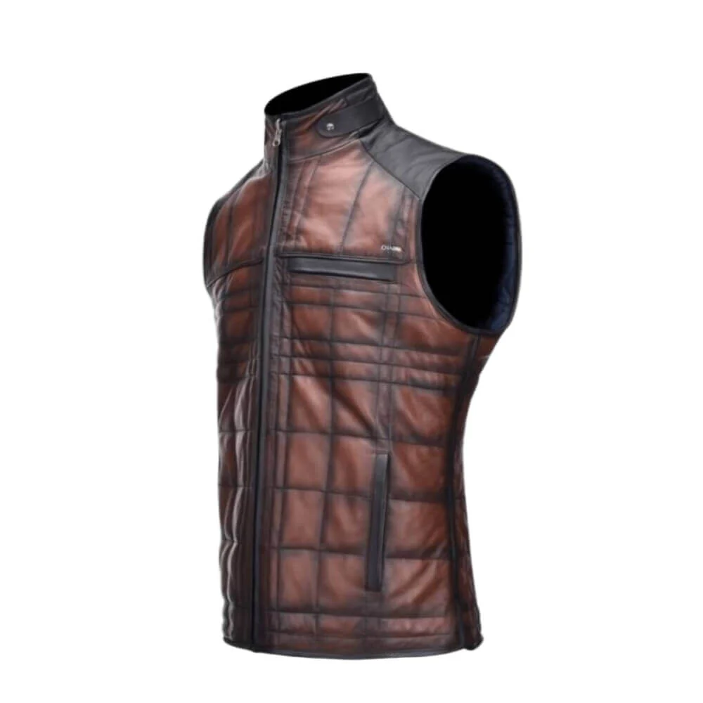 Cuadra Mens Zipper Vest Brown - JC105 - Image 2