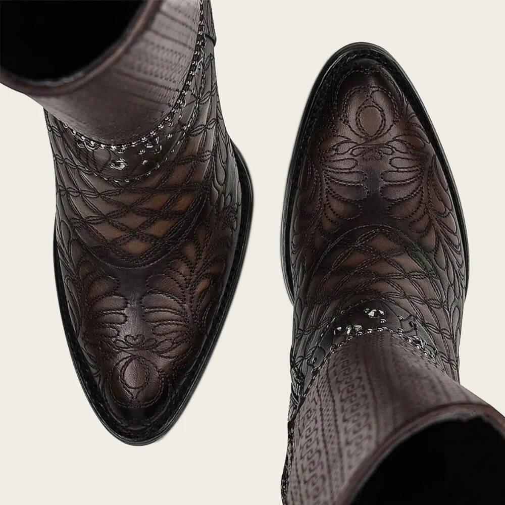 Cuadra Womens Dark Brown Leather Austrian Crystals Boots - CU584 - Image 5