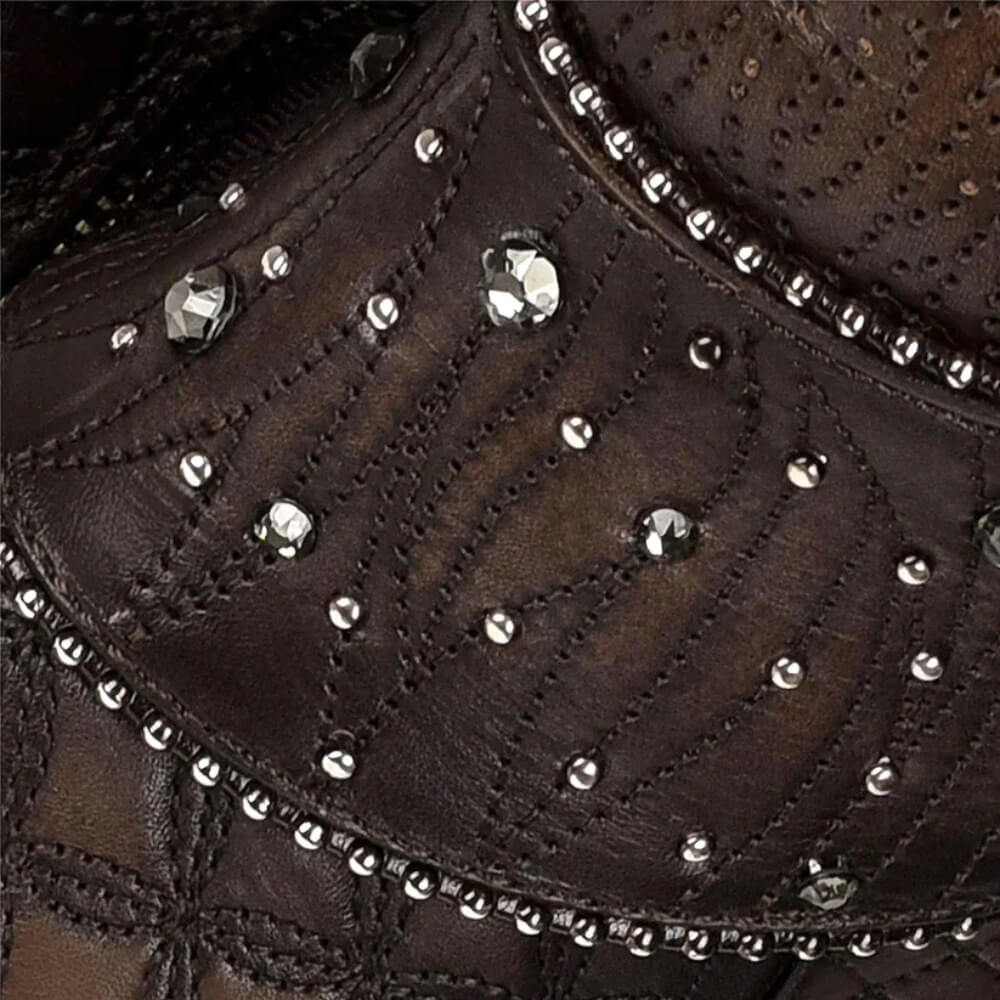 Cuadra Womens Dark Brown Leather Austrian Crystals Boots - CU584 - Image 6