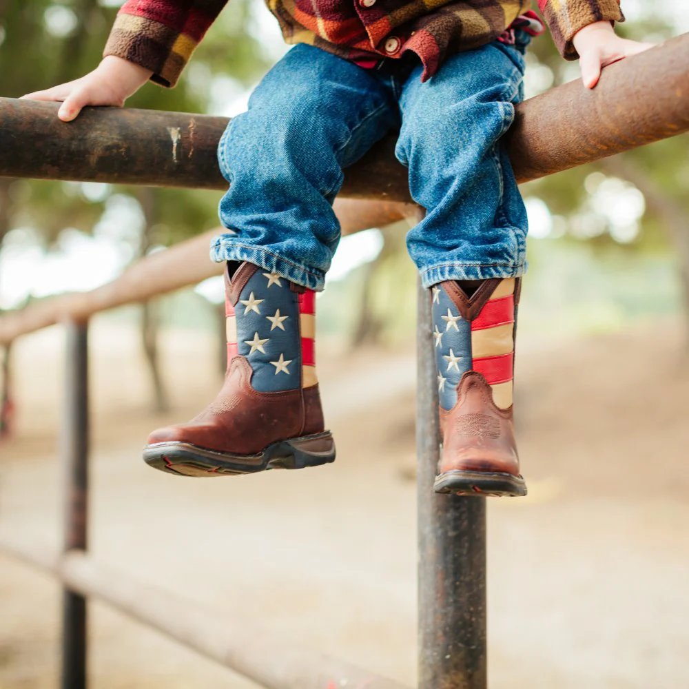 Durango Lil' Boys Flag Western Boots Brown - DBT0159 - Image 4