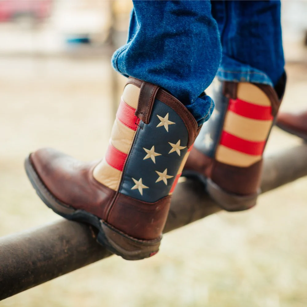 Durango Lil' Boys Flag Western Boots Brown - DBT0159 - Image 5