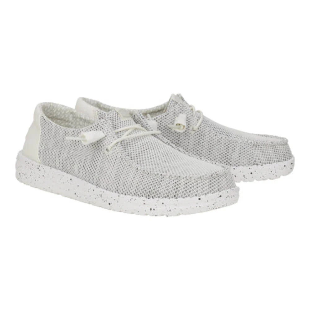 Hey Dude Womens Wendy Stretch Sox Shoes Stone White - 41878-1KA
