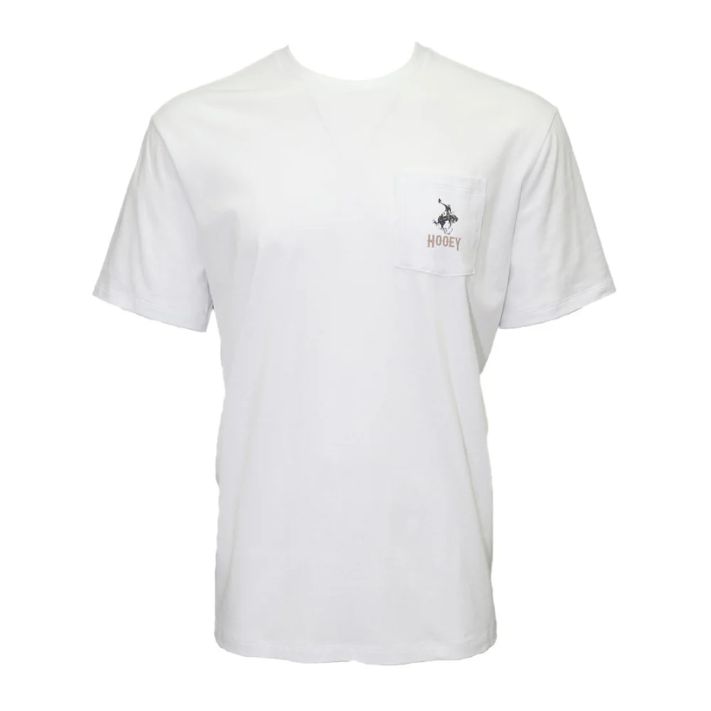 Hooey Mens "Cheyenne" Pocket T-Shirt White w/Tan/Cream/Brown - HT1688WH