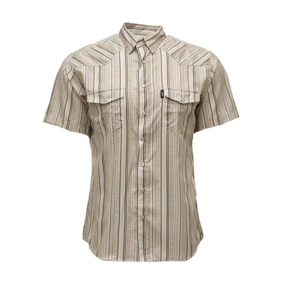 Hooey Mens "Sol" Short Sleeve Pearl Snap Shirt Cream/Stripe - HT2621CRST - Image 2